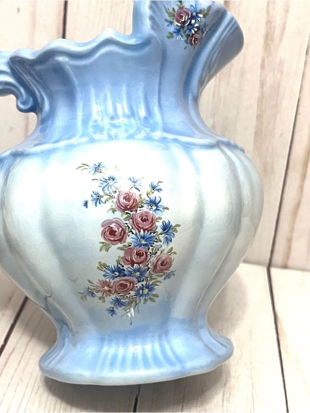 Arnels 1975 Blue Floral Pitcher & Basin Set Cottagecore Farmhouse Bathroom - Picture 11 of 16